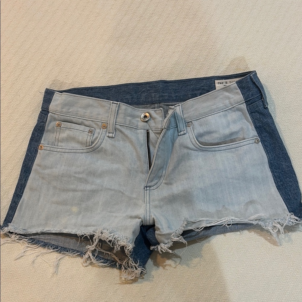 Rag & Bone Two-Tone Blue Denim Shorts